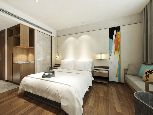 Ceviz Rengi Minimalist Yatak Odası Mobilyası SGS Sertifikası
