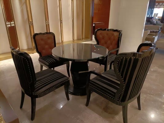 Gelaimei Deri Döşemeli Cam Yemek Masası Ve Sandalyeler Çap 1 Metre