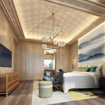Modern Ahşap Otel Yatak Odası Mobilya Takımları Kadife Döşeme